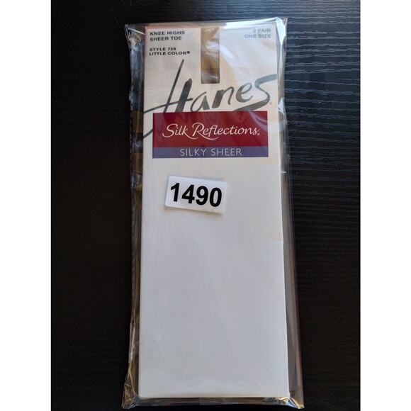 NEW Hanes Women's One Size Silk Reflections Beige Sheer Toe Knee Highs - 2 Pairs - Picture 1 of 2